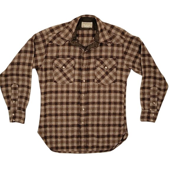 Pendleton VTG High Grade Western Wear 100% Wool Snap Front Plaid Shirt Men's M - Picture 1 of 10